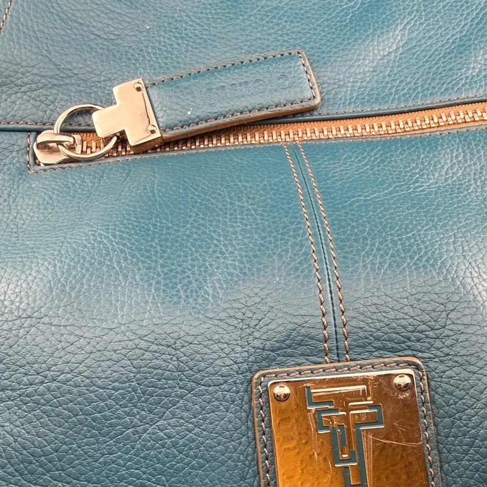 Tignanello Teal Leather Shoulder Bag